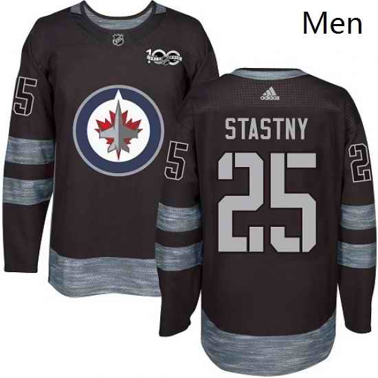 Mens Adidas Winnipeg Jets 25 Paul Stastny Premier Black 1917 2017 100th Anniversary NHL Jersey